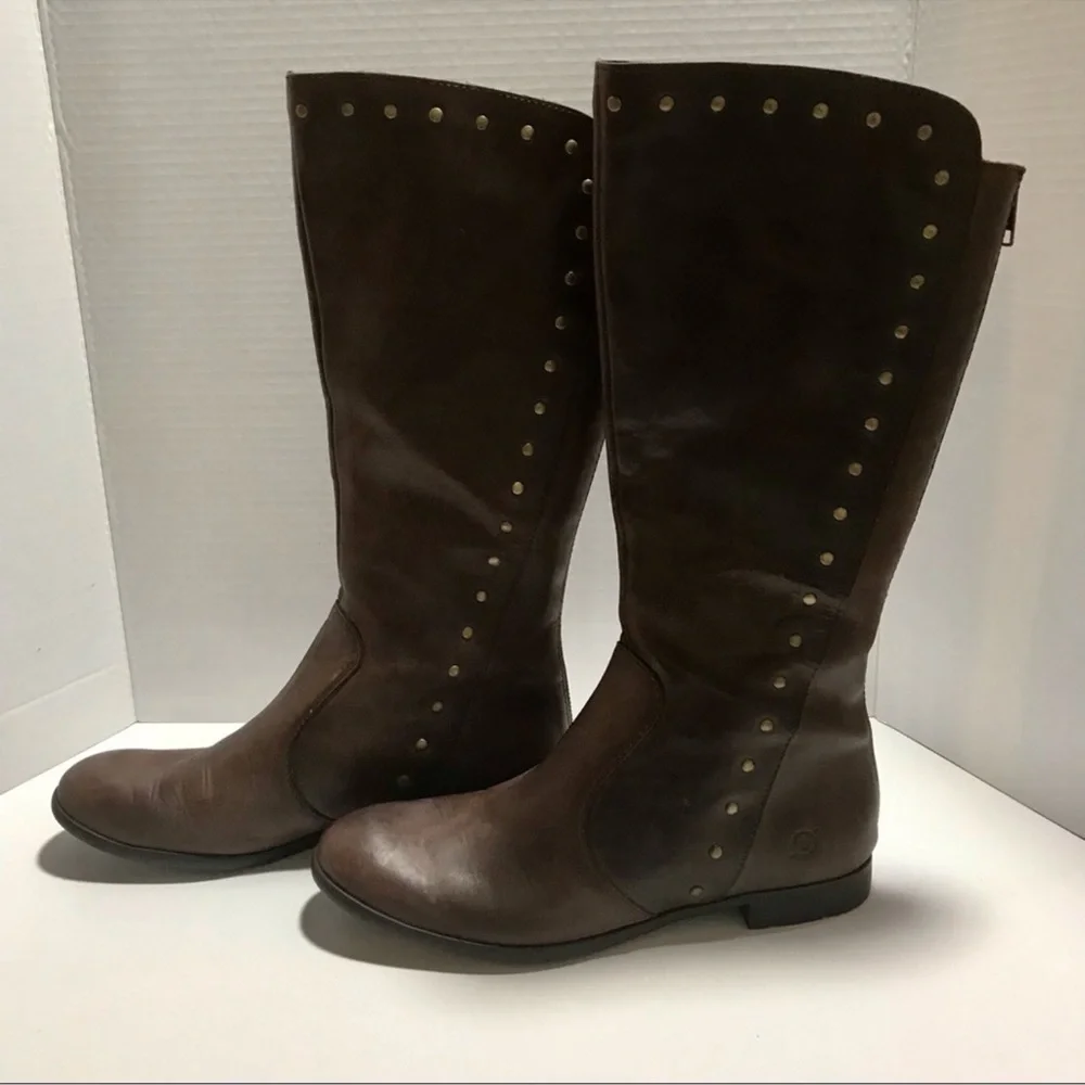 Born Larsen Genuine Leather Studded Riding Knee Boots - Picture 5 of 10